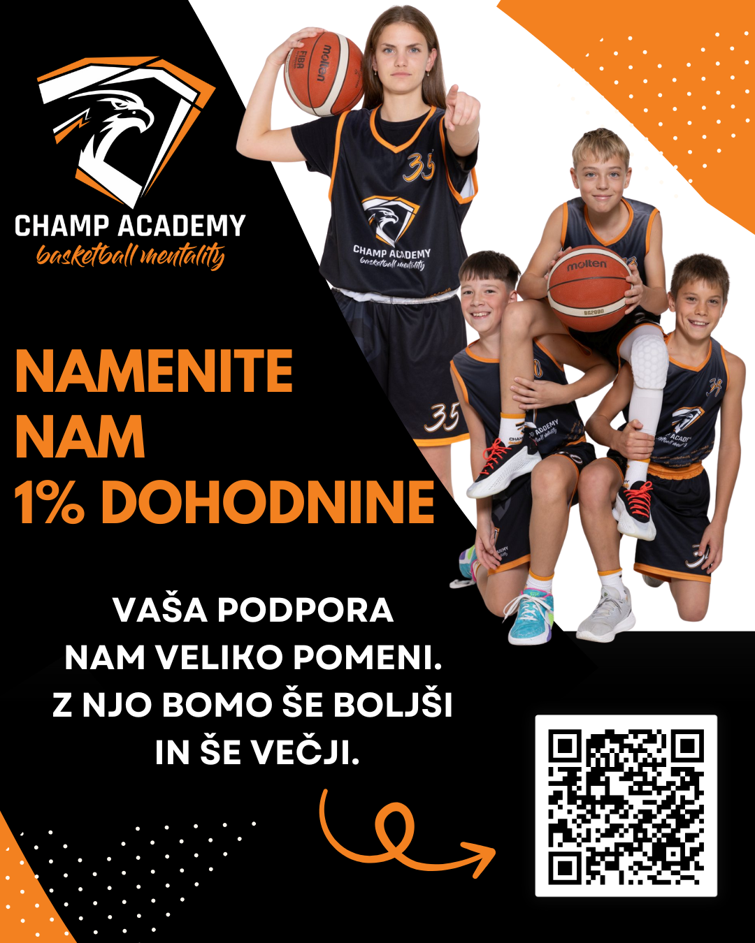 Podprite Champ Academy z 1% dohodnine